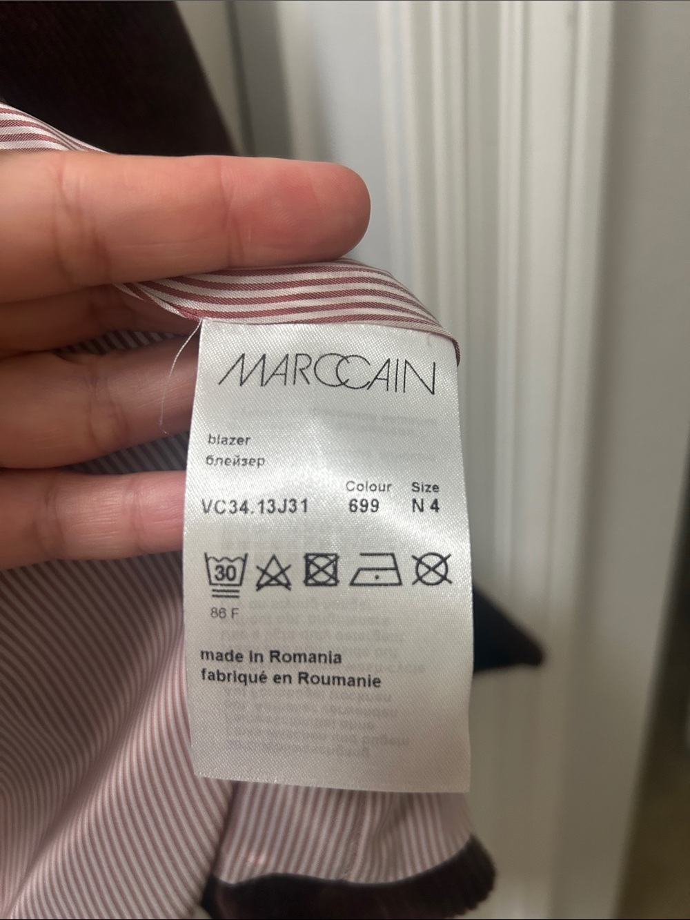 Marc Cain Chocolate Brown Corduroy Blazer Jacket - Size N4/ US 8-10 (Luxury) - Picture 6 of 9